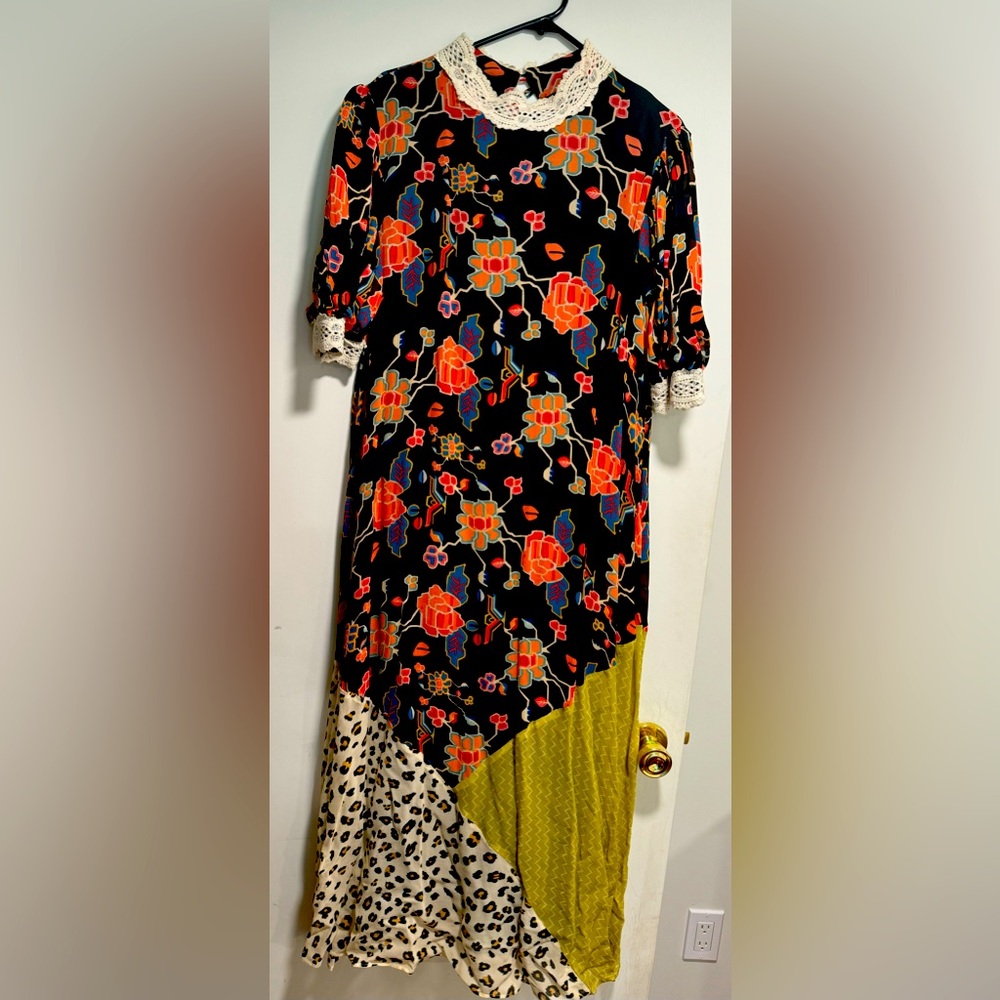 Anthropologie beautiful never worm mixed patterns dress